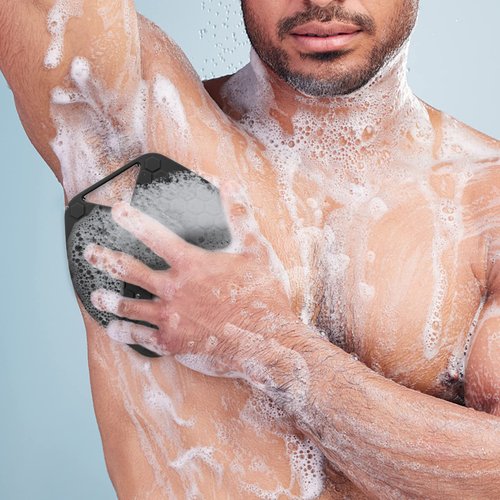 Soft Silicone Exfoliating Body Scrubber, Shower Scrubber for Body, Easy Cleaning & Exfoliation Grip Shower Brush with Hanging Hole for Oily, Dry, Normal, and Sensitive Skin Types （2pcs）