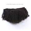 Afro Kinky Curly Clip in Human Remy Hair Extensions Brazilian Curly Clips Hair Extensions 4B 4C 8A Virgin Thick Natural Black Color Clip on For Black Women 10-22 inch (12 inch, AC #1B)