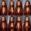 Reddish Brown Straight Bundles Human Hair Auburn Bundles Color 33 Human Hair Bundles Double Weft Remy Hair Extensions Wet and Wavy Bundles Silky and Soft for Black Women 24 26 28 Inch