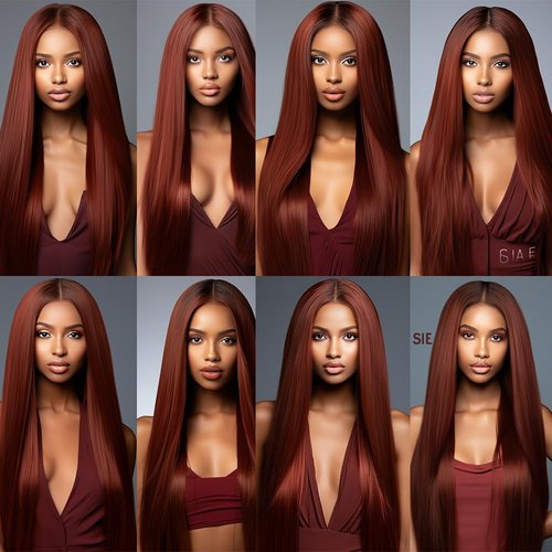 Reddish Brown Straight Bundles Human Hair Auburn Bundles Color 33 Human Hair Bundles Double Weft Remy Hair Extensions Wet and Wavy Bundles Silky and Soft for Black Women 24 26 28 Inch