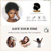 LEOSA Ombre Headband Wig Kinky Curly Wigs for Women Short Hair Afro Headband Wig Curly Natural Afro Wig with Headband Attached Brown Curly Glueless Wigs Synthetic Afro Curly Headband Wigs
