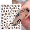 5D Flower Nail Stickers for Nail Art Brown Daisy Gel Nail Stickers Summer Embossed Nail Art Stickers Bling Nail Decals Self-Adhesive Nail Decal with Floral Designs Nail Art Decoration Manicure DIY