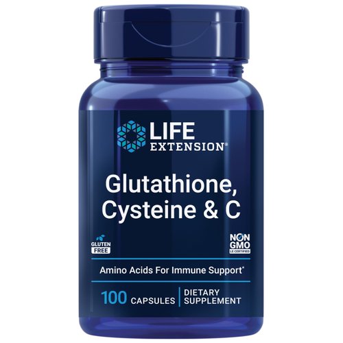 Life Extension Glutathione, Cysteine & C - Antioxidant Supplement with Vitamin C, L-Glutathione Reduced & L-Cysteine - For Liver Health Support & Detox - Gluten Free, Non-GMO - 100 Capsules
