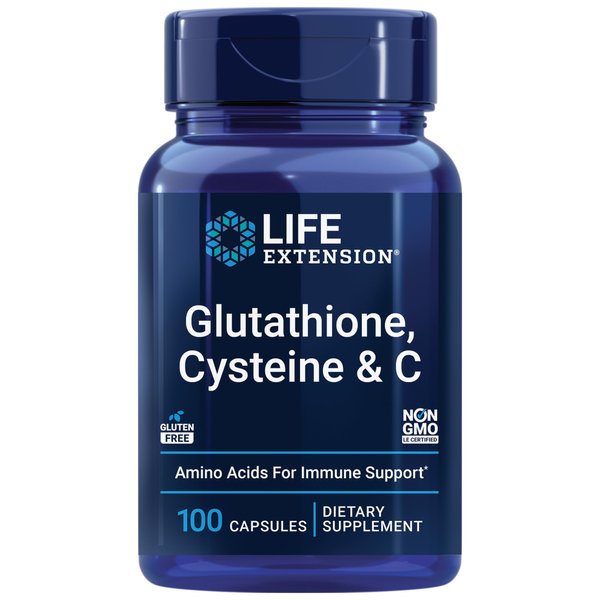 Life Extension Glutathione, Cysteine & C - Antioxidant Supplement with Vitamin C, L-Glutathione Reduced & L-Cysteine - For Liver Health Support & Detox - Gluten Free, Non-GMO - 100 Capsules