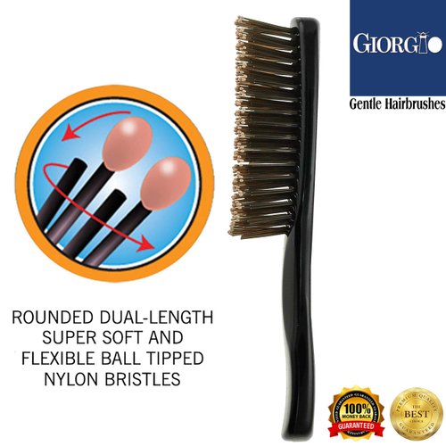 Giorgio Gentle Detangler Hair Brush for Fine Hair and Hair Brush for Thick Hair Dual Length Bristles, Hair Brush for Men Scalp Massager Brush and Travel Detangling Brush for All Hair Types, Wet or Dry