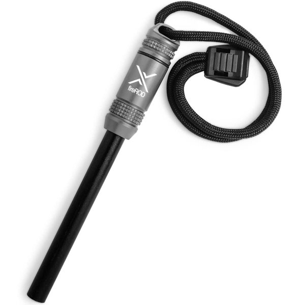Exotac fireROD Ferrocerium Firestarter with Replaceable 5/16 in. Diameter Waterproof Ferro Rod Striker and Tinder Capsule Compartment with Included quickLIGHT Tabs, Works with Most Bushcrafting Knives