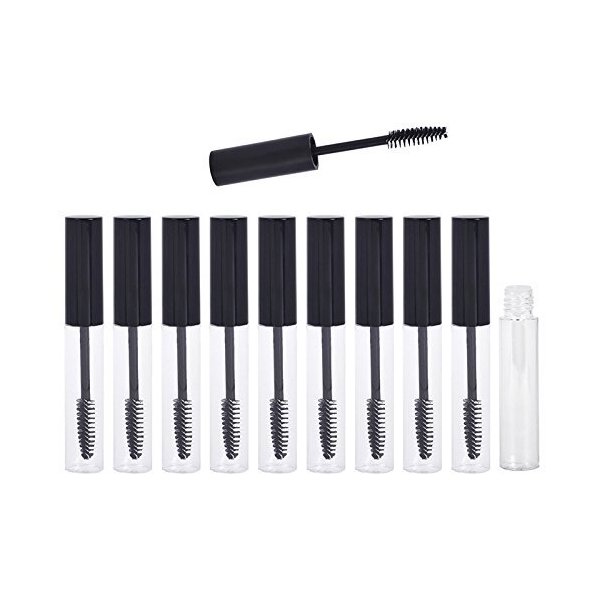 Coobbar 10ml 10pcs Empty Eyelashes Mascara Tube Vial Liquid Plastic Bottle Cosmetic Container With Black Cap