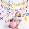 Butterfly Party Decorations, Butterfly Hanging Swirls and Birthday Banner, Butterfly Garland for Baby Girl Birthday Party Supplies