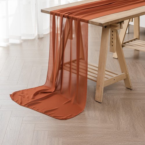 flohar 2Pack 10ft Chiffon Table Runner 29x120 Inch Sheer Romantic Table Runner for Wedding Birthday Party Thangksgiving Christmas Bridal Shower Outdoor Decoration-Rust