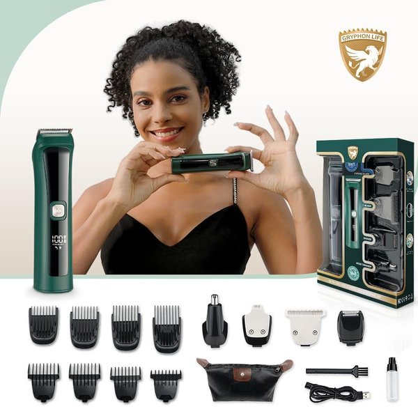 Generic Gryphon Life Hair Clippers and Trimmer 5 in 1 Kit with Barber's Hair Cutting Tool, Green