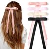 DEEKA 4Pcs Hair Bows for Women Black Pink Bows Classic Elegant Satin Hair Clips with Long Tail Tassel Hair Ribbon Hair Accessories for Women and Girls (Beige, Pink, Dusty Pink, Black)
