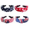 4PCS American Flag Headbands for Women Girls 4th of July Headband Red White Blue Patriotic USA Bow Star Knotted Wide Independence Day Hair Hoop Yoga Hair Band for Hair Accessories