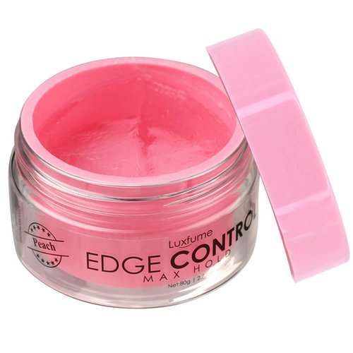 Maximum Hold Luxfume Anti-Frizz Edge Control Hair Wax, Non-Flaking, Natural Styling With Styling Brush MAX HOLD Peach Scented Flavor