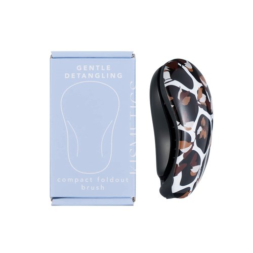 KISMETICS - Compact Foldout Brush, Gentle Detangling, Purse Size, Travel Size Hair Brush (Black Floral)