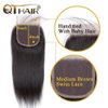 QTHAIR 14A Grade Brazilian Straight Human Hair Bundles with Closure(16" 18" 20"+16"Free Part Lace Closure,Natural Black) 100% Unprocessed Brazilian Virgin Hair Extensions for Black Women