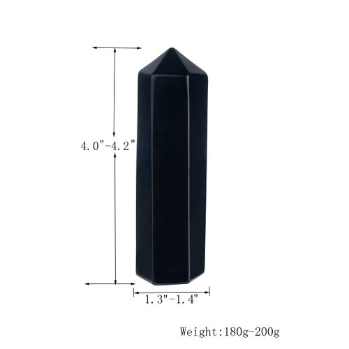 Premium Quality Healing Crystal Column, Oversized Chakra Crystal Wand (4.1"), Home Decoration, Reiki, Meditation, Gift Giving, Suitable for Beginners of Chakra Crystal (Black Obsidian)