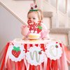 Strawberry First Party Decorations Highchair Banner 1st Crown One Cake Topper Sweet One Birthday Party Supplies