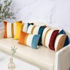 Yangest Orange Patchwork Throw Pillow Cover Striped Velvet Cushion Case Modern Pillowcase for Sofa Couch Bedroom Living Room Home Decor,20x20 Inch