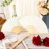 Yinkin 4 Pack Folding Fans Bamboo Handheld Folded Craft Japanese Chinese Line Dancing Fans for Weddings Bridal DIY Decoration Women Kids Gift Party Favors(Cream)