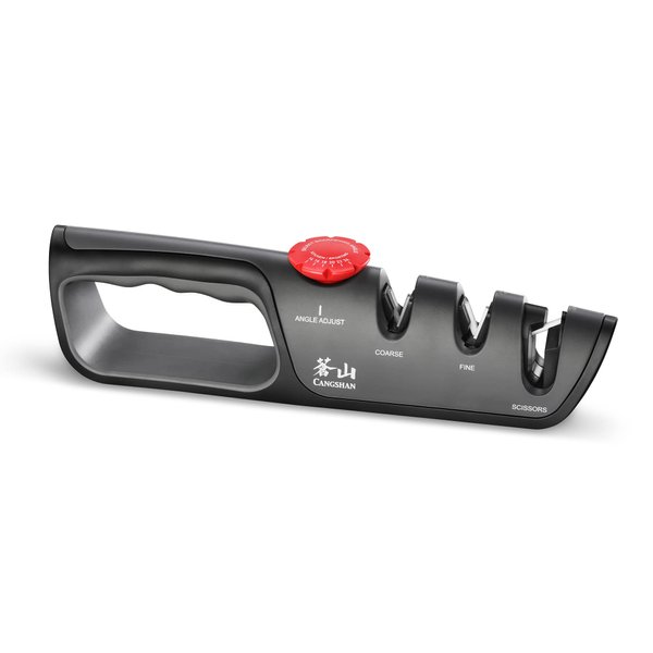 Cangshan 1026108 3-Stage Adjustable 14-24 Degree Professional Knife + Scissor Sharpener Black