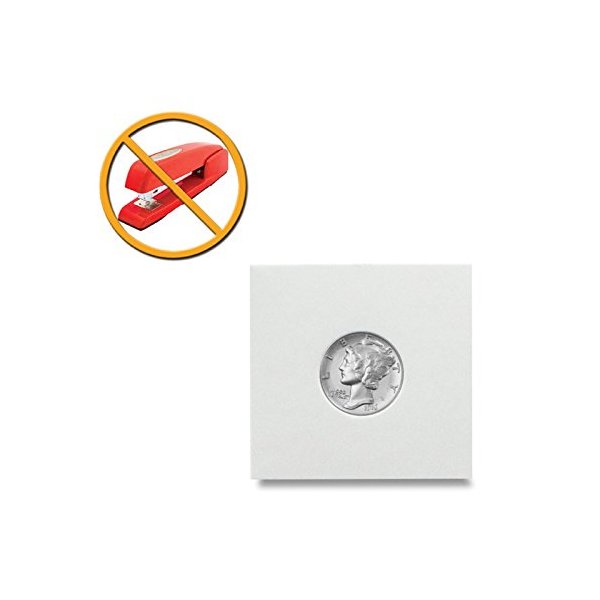 BCW Peel-N-Seal Coin Flips 2x2 | Adhesive Dime Holder for Roosevelt, Mercury, Barber & Liberty Dimes| Fits 20-Pocket Binder Pages | Clear Display for Dime Coin Flips & Cardboard Coin Holder