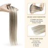 Clip in Human Hair Extensions for Women Ash Brown Highlights Platinum Blonde Remy Brazilian Clip on Real Human Hair 16 Inch 60G 5 PCS Clip ins Hair Extensions Natural Straight Invisible Double Weft