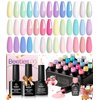 beetles Gel Polish Nail Set 20 Colors Summer Pastel Girly Sparkle Glitter Uv Gel Dreamy Town Collection Macaroon Bright Pastel Nail Manicure Kit with 3Pcs Base Top Coat Gift for Girls