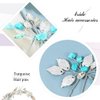 Earent Bride Wedding Turquoise Hair Pins Leaf Hair Accessories Crystal Headpieces Bridal Hair Pieces for Women and Girls(Pack of 2)