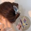 Butterfly Hair Clips Medium Metal Hair Claw Clips Gradient Purple Hair Clamps Claw with Rhinestone Designs Strong Hold Hair Clip Shiny Glitter Butterfly Hair Accessories Cute Jaw Clamp for Women Girls