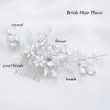 GENBREE Pearl Bride Wedding Hair Comb Silver Crystal Flower Hair Piece Bridal Hair Accessories for Women and Girls