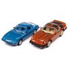 1982 RX-7 Blue Metallic and 1981 Datsun 280ZX Orange Mist Metallic Import Heat Set of 2 Cars 1/64 Diecast Model Cars by Johnny Lightning JLPK014-JLSP169B