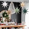 SUNBEAUTY Sage Green 9-Pointed 12 Inch Paper Star Lanterns Christmas Hanging Lamp Paper Decorations Shade Wedding Birthday Christmas Home Party Decorations