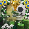 6Pcs Soccer Party Balloons Set, Championship Trophy Balloon and Yellow Blue Soccer Foil Balloons for Birthday Baby Shower Wedding Anniversary Soccer Themed Party Decoration Supplie