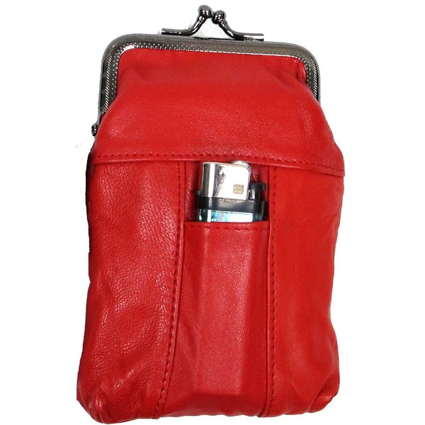 2pc Lot 100's RED Women Lady's Soft Leather Cigarette Case Pouch Fit 100mm Kings or Regular Pack