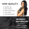 LINGHANG Long Black Wigs for Women 26 Inch Long Curly Wig Natural Looking Synthetic Heat Resistant Fiber Black Wavy Wig for Daily Party Use (Black)