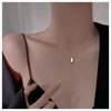 Allereyae Vintage Square Pendant Necklace Polish Square Necklace Square Choker Necklace Silver Ball Chain Necklace Jewelry for Women (Silver)