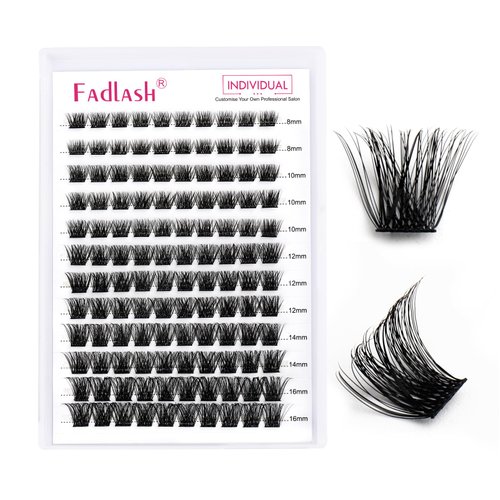 Lash Clusters DIY Eyelash Extensions 96 Clusters Lashes D Curl 0.07 Natural Individual Lash Extensions Mixed Tray False Eyelashes Soft & Strong Thin Band DIY at Home (F32-0.07D, 8-16mm)