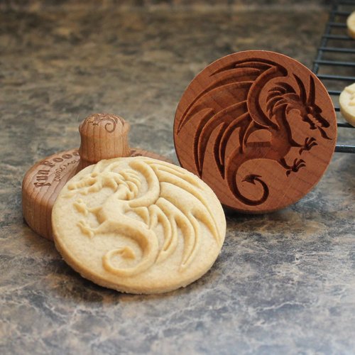 Fun Food Tools, Wood Cookie Stamp, 2.5 Inch (Dragon CS-009)