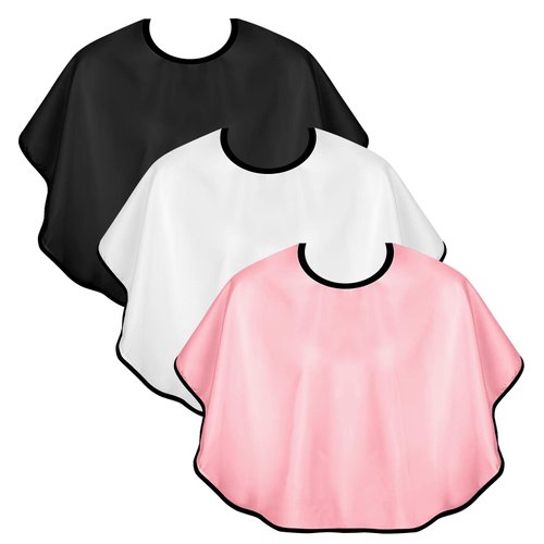 KALIONE 3 Pcs Makeup Capes for Clients Beauty Salon Makeup Bibs Shorty Smock for Clients Lightweight Comb-out Beard Apron Hair Dye Capes Hair Salon Shorty Cape for Makeup Artist Hair Beauty