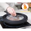 Microwave Splatter Cover Glass Guard Lid with Collapsible Silicone for Food Pot Plate 10.5 inch Black