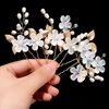 5Pcs Bridal Hair Pins, Peal Flower Hair Pins Gold Wedding Hair Piece Hair Accessories Hair Flowers for Women Girls