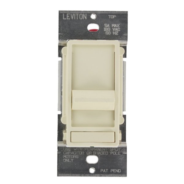 Leviton 6637-PA SureSlide 5A Preset Full Range Fan Speed Control, Single Pole or 3-Way, Almond