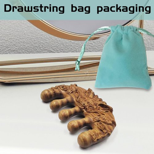 Natural Wood Wide Tooth Hair Comb Head Scalp Massage No Static Green Sandalwood Hair Pick Wooden Comb for Women Men Kids Hair Neck Hands Legs Caring Tool (Dragon Head)