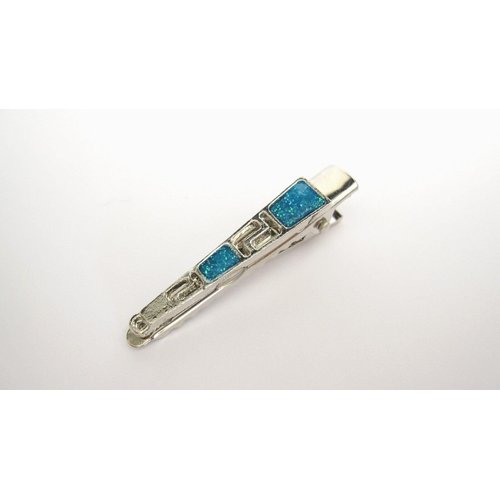 Generic Small silver metal blue stone alligator hair claw clip clamp fine hair