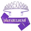 Purple 50th Birthday Sash and Tiara for Women, 50th Birthday Decorations Women, 50th Birthday Sash and Crown Set, 50th Birthday Gifts for Women, Happy 50th Birthday Party Supplies