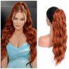 Aida ble 24 Inch Ponytail Extension Drawstring Pony Tails Hair Extensions Long Curly Wavy Ponytail Hair Extension Natural Synthetic Ponytail Hair Pieces for Women (Ginger)