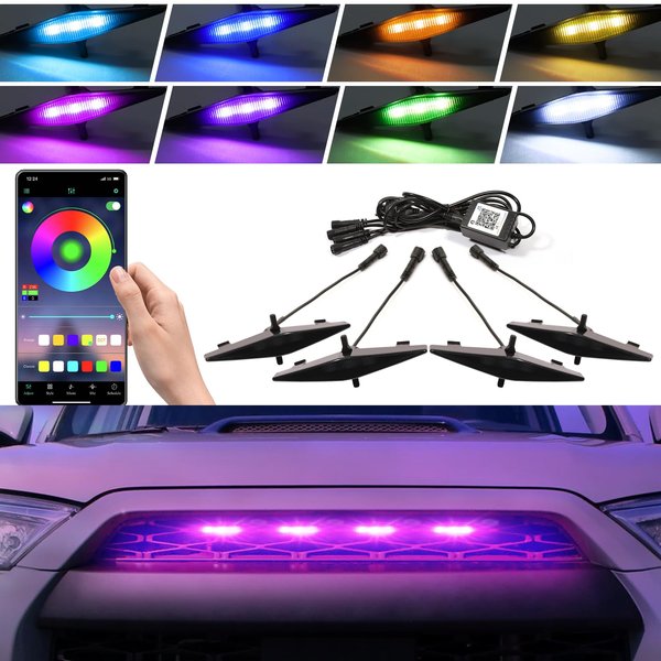 BreTrewri RGB Led Grill Lights for 4runner 2014-2019 TRD Pro Grille,SR5,TRD Off-Road,Limited Front Grille Raptor Light for 2020 2021 2022 2023 2024 4Runner TRD Pro only, APP Adjusts 20 Colors