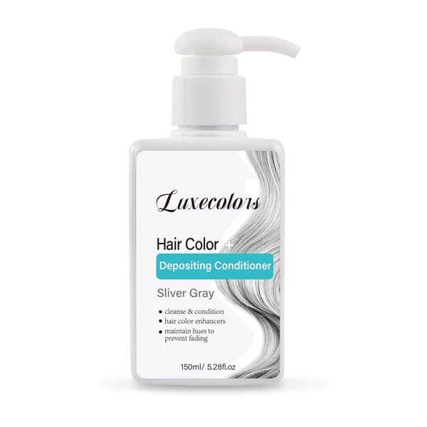 Luxecolors Depositing Hair Dye Conditioner, Semi Permanent Reflesh Hair Color Conditioner, Non-foaming Hair Coloring, Cruelty-free 5.28 fl.oz, Sliver Gray