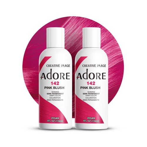 Adore Semi Permanent Hair Color - Vegan and Cruelty-Free Pink Hair Dye - 4 Fl Oz - 142 Pink Blush (Pack of 2)