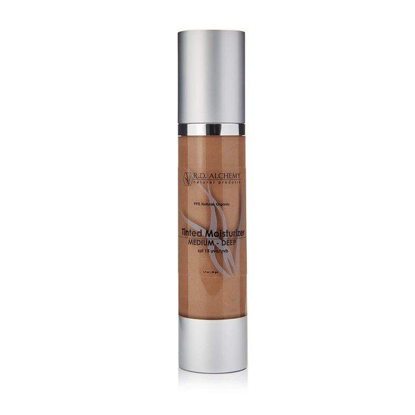 RD Alchemy - 99% Natural & Organic Tinted Moisturizer MEDIUM-DEEP Shade with SPF. Best BB and CC cream for Normal to Dry Skin. Dark Circles & Blemishes, Reduced Pore Size, & Less Acne Breakouts.